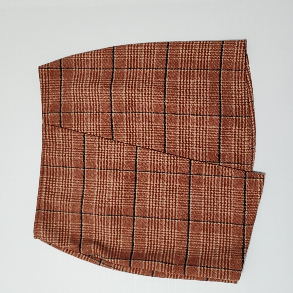Brown Plaid Woolblend Gianni Bini Faux Wrap Skirt sz Small.